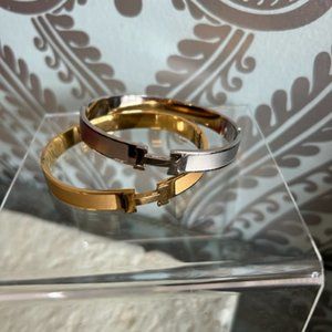 Gold "H" Bracelets by LIZA KIM
